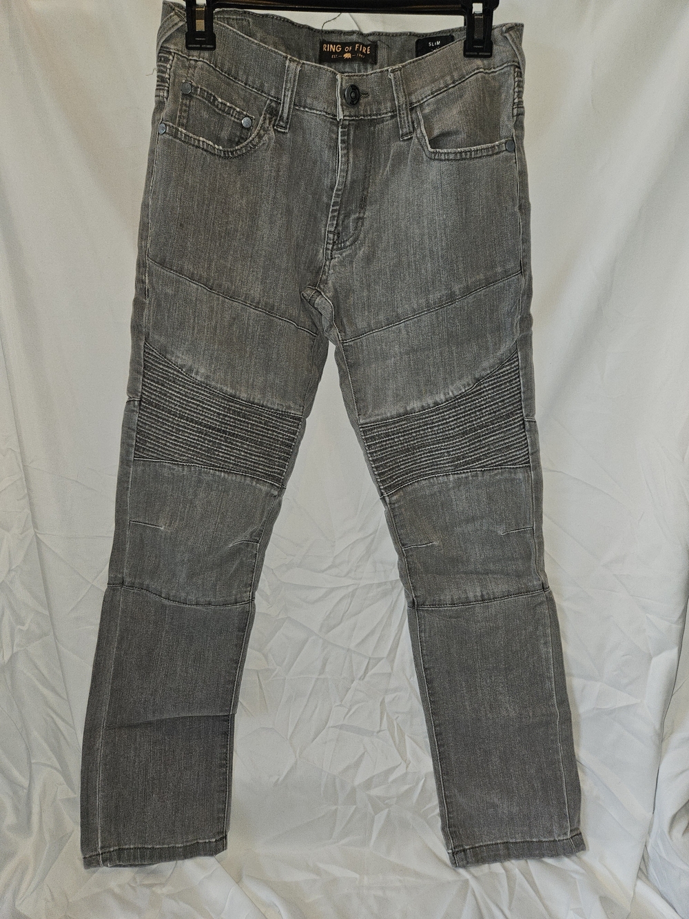 Ring of Fire Men's Grey Biker Slim Jeans